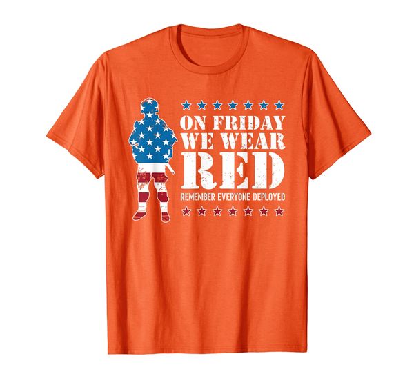 

on friday we wear red remember everyone deployed t-shirt, White;black