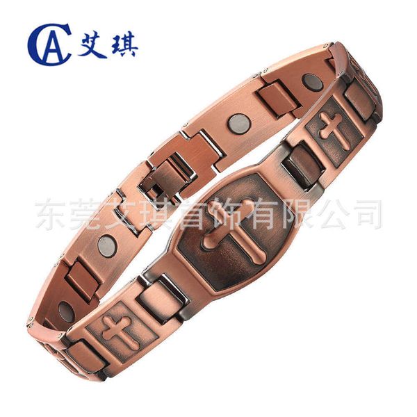 

red copper bracelet magnet energy bracelet men's red, Golden;silver