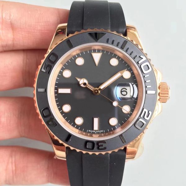 

men watch 40mm rubber strap rose gold automatic movement mechanical stainless steel watches master male wristwatchn with original box
