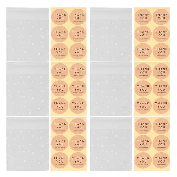 

storage bags 300pcs self adhesive treat bag cookie party favor with stickers