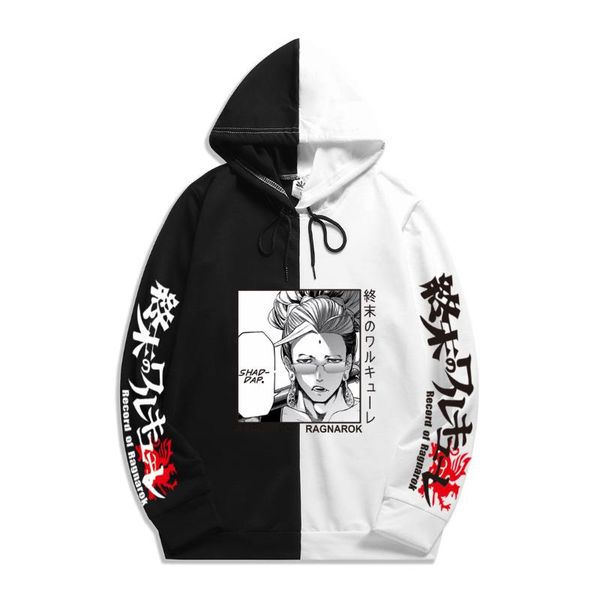 

men's hoodies & sweatshirts 2021 and women's hoodie record of ragnarok fashion print stitching trend pullover hood, Black