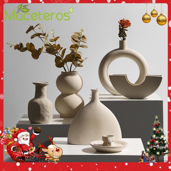 

new nordic simple creative ceramic flower arrangement vase art dried flower green plant potted gardening home decoration