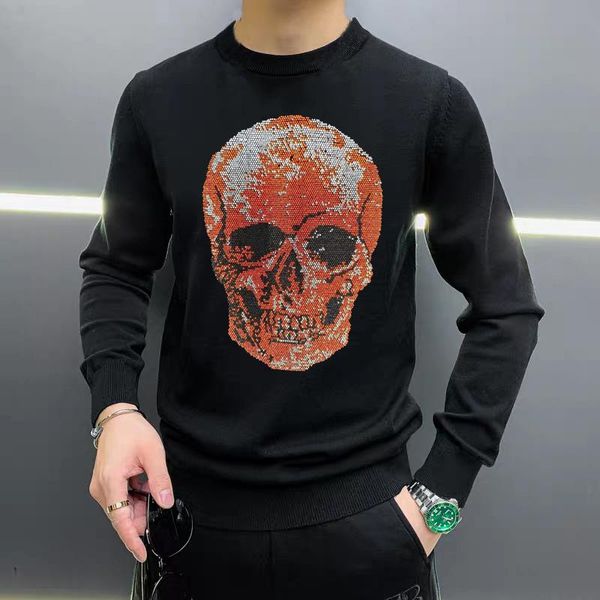 

men's sweaters simple luxury skull pattern sweater sweatshirt oversized selection quality super soft pullover, White;black