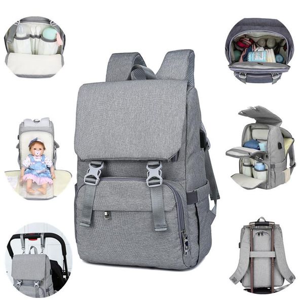 

backpack double shoulder mummy bag multi-function usb large capacity diaper mom shein