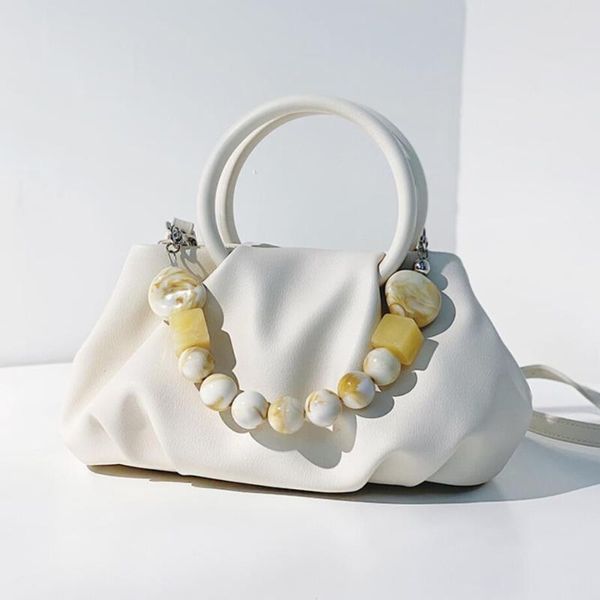 

evening bags pleated small totes with ring handle 2021 summer pu leather women's designer handbag shoulder messenger bag