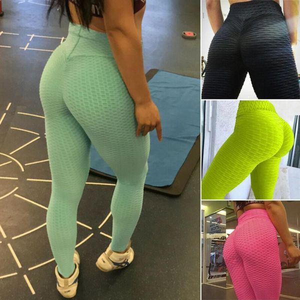 

yoga outfits women sports pants high waist fitness leggings running gym scrunch trousers push up sport, White;red