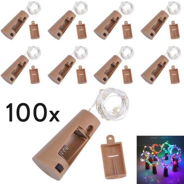 

strings 100pcs led string wine bottle with cork 20 lights battery for party wedding christmas halloween bar decor