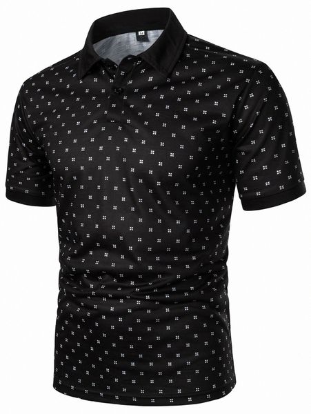 

men geo print polo shirt v8my#, White;black