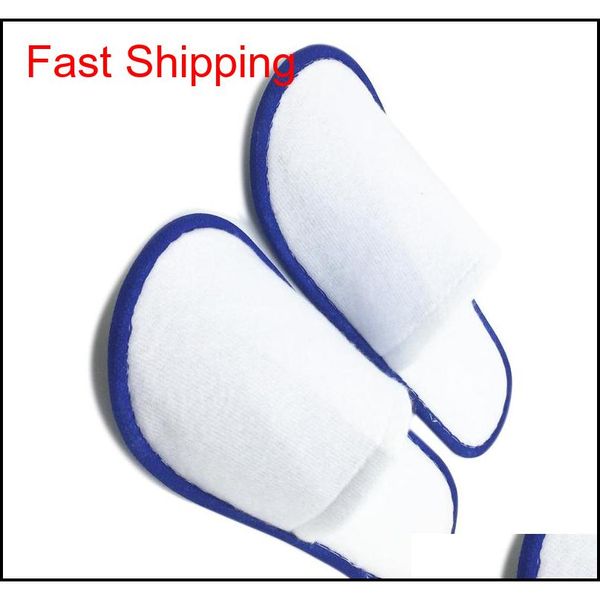 

20 pairs of white towelling l disposable slippers terry spa guest shoes blue home yqc homes2011