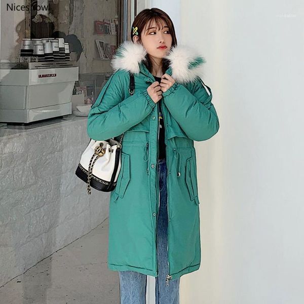 

women's down & parkas winter women jacket coat outerwear large fur hooded female casual long women1, Black