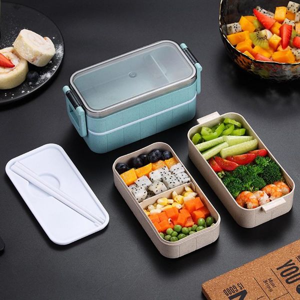 

dinnerware sets lunch box wheat straw bento boxes microwave storage container