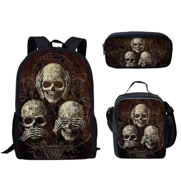 

school bags cool skull pattern print middle student schoolbag set for girls boys kids rucksack children bookbag men god backpack