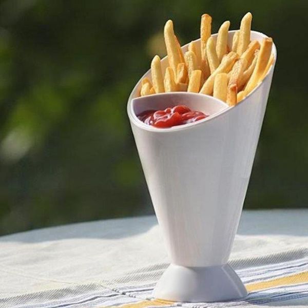

dishes & plates french fries shelf holder assorted sauce chips snack cone dip cup tableware