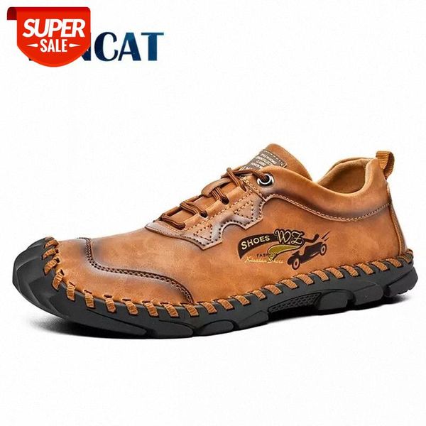 

2020 new summer men's casual shoes breathable leather handmade loafers brand men shoes flat moccasins men sneakers size 38-46 #pw3h