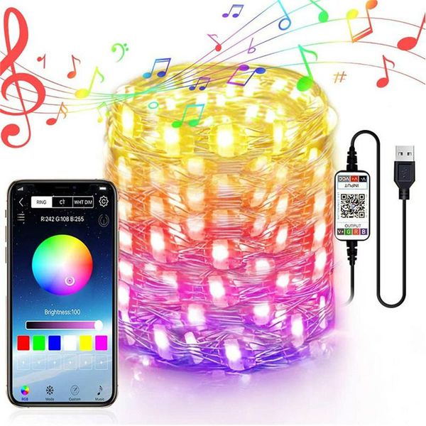 

smart bluetooth led fairy string lights personalized garland light app remote control lamp for outdoor christmas tree decoration