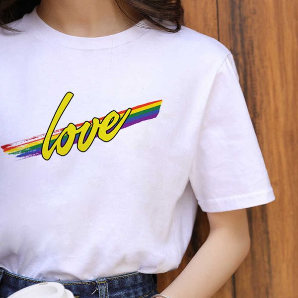 Zogankin LGBT Harajuku Rainbow Gay Pride Camiseta Mulheres Lésbicas T-shirt dos Desenhos Animados 90 Gráfico Casual Tshirt Moda Algodão Tops Tee X0628