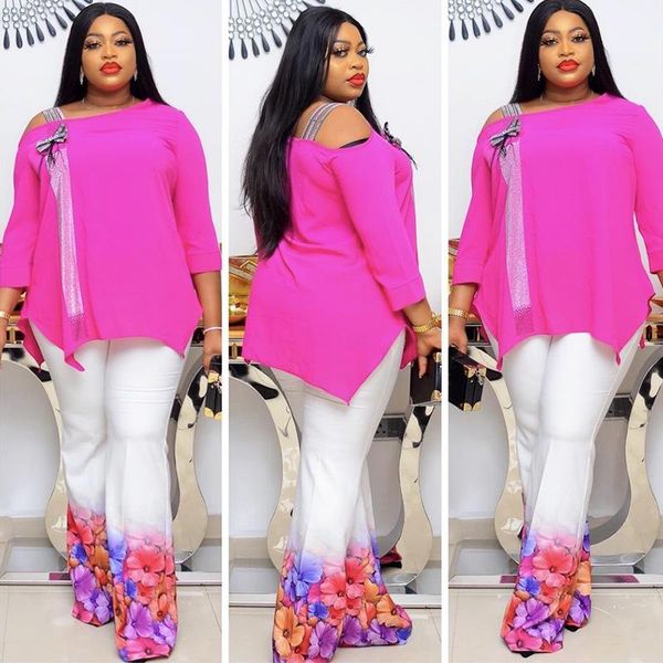 

women's two piece pants matching pant sets 2021 autumn set flower print long sleeve suit tracksuit outfits, White