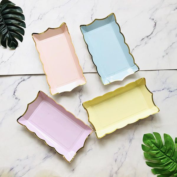 

disposable dinnerware 20pcs / lot rectangular paper plate fruit cake dish barbecue picnic party tableware
