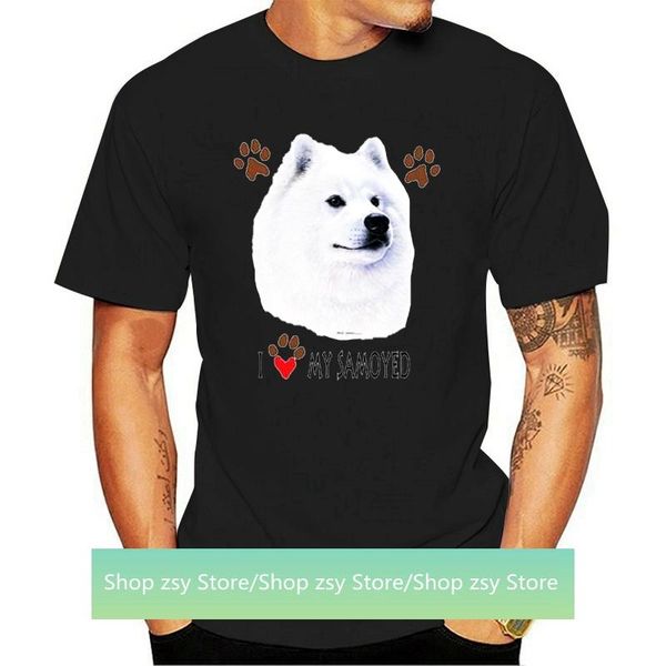 

men's t-shirts i heart my samoyed t-shirt 2021 est mens funny, White;black