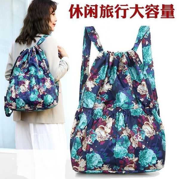 

school bags for women backpack printed nylon cloth drawstring shoulder bag women's large capacity mochila bolsa