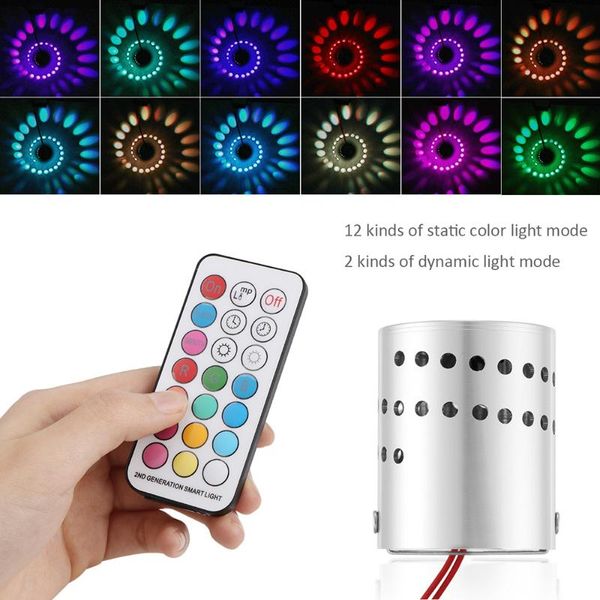 

wall lamps 3w rgb remote control spiral light led mounted ceiling decoration lamp