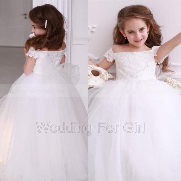 

girl's dresses off shoulder lace tulle flower girl dress for wedding beaded first communion girls party birthday gown, Red;yellow