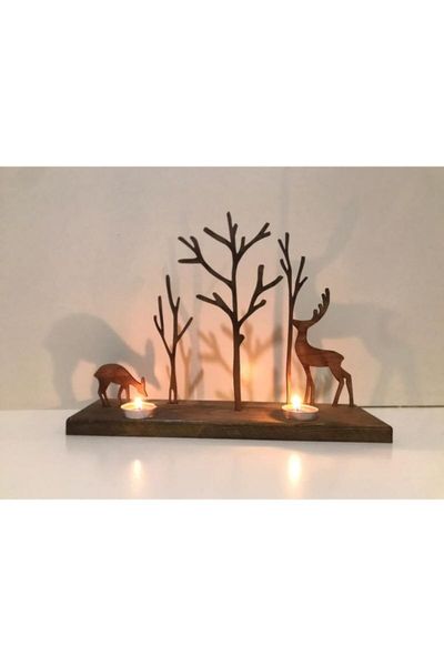

candle holders wooden decorative holder, deer pattern shade holder candlestick, home gift,
