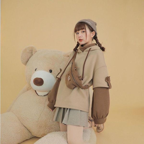 

women's hoodies & sweatshirts korean kawaii harajuku aesthetic bear anime hoodie women crewneck long sleeve oversized streetwear kpop f, Black