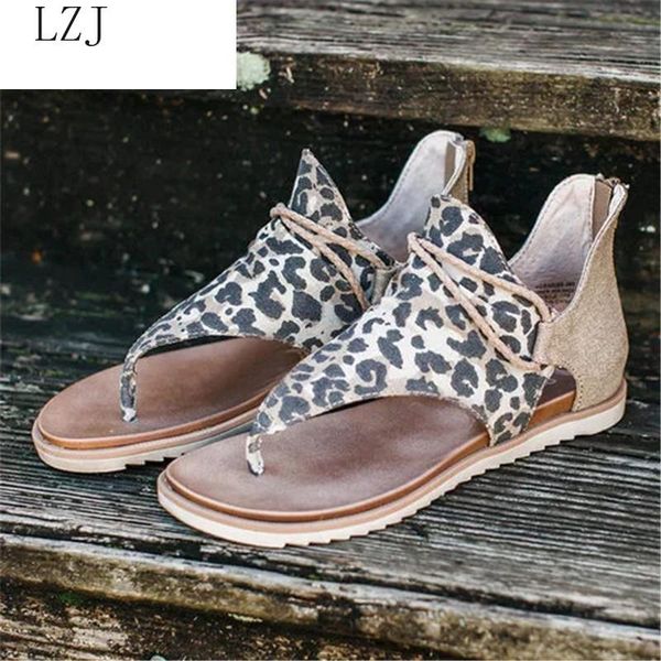 

sandals 2021 women leopard print summer shoes large size andals flat womens, Black