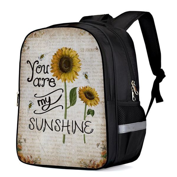 

school bags rural wind sunflower bee retro old spaper backpack kids men women travel backpacks for teenage girls boys