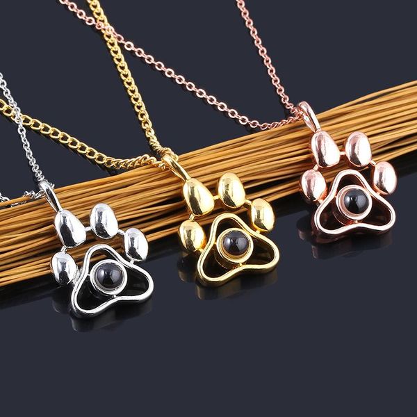 

pendant necklaces drop custom pet po projection cat dog choker chain animal memory jewelry gift, Silver