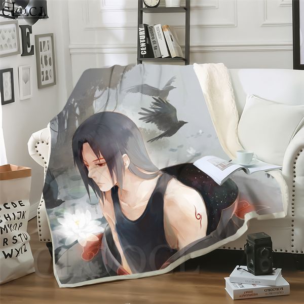 

cloocl blankets japan anime naruto uchiha itachi 3d print street style air conditioning travel throw blanket teens bedding plush quilt