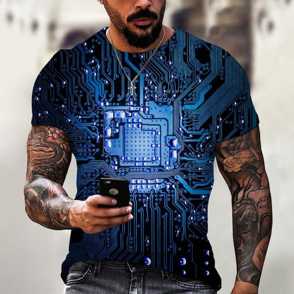 

men's t-shirts electronic chip hip hop t shirt men women 3d circuit board pattern harajuku style street wear summer short sleeve oversi, White;black