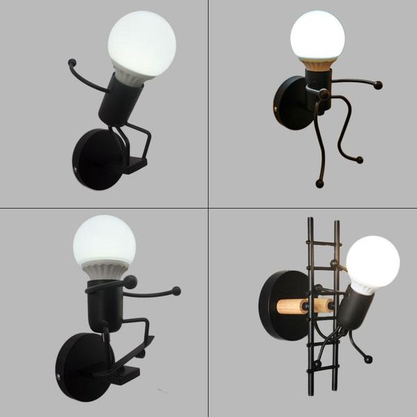 

simplicity matchstick man cartoon wall light children's room foyer study balcony aisle wall lamp room decor led light