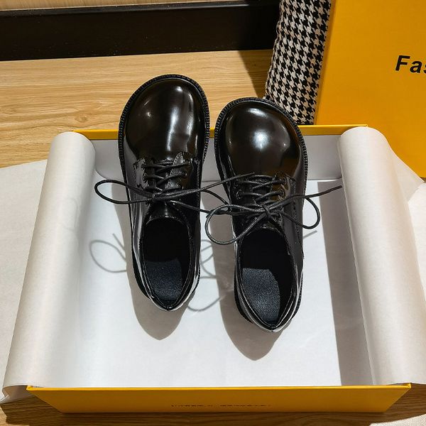 

new autumn and winter plush small leather women's british style big shoes, student round head flat sole shoes, Black