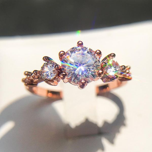 Anéis de cluster 14k jóias de ouro diamante anel de borboleta esterlina casamento casal amor para mulheres