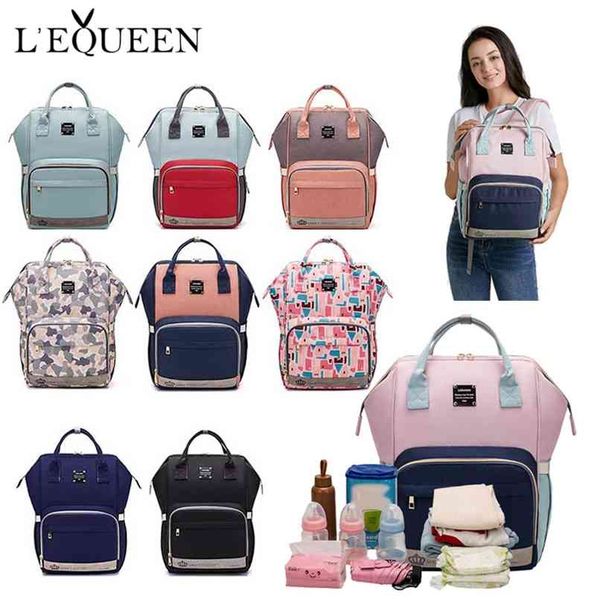 

lequeen fashion mummy maternity nappy bag large capacity baby bag travel backpack designer nursing bag for baby care 210922