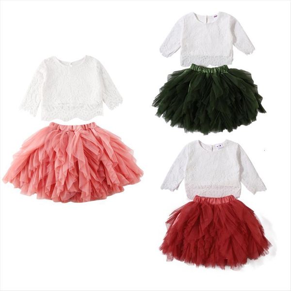 

baby summer clothing infant kids girl 1 6t outfits lace short sleeve shirt chiffon petticoat skirts 2pcs clothes, White