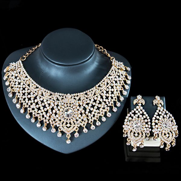 

new fashion wedding jewelry sets full austrian crystal necklace earrings sets for women bridal & party jewelry js81, Silver