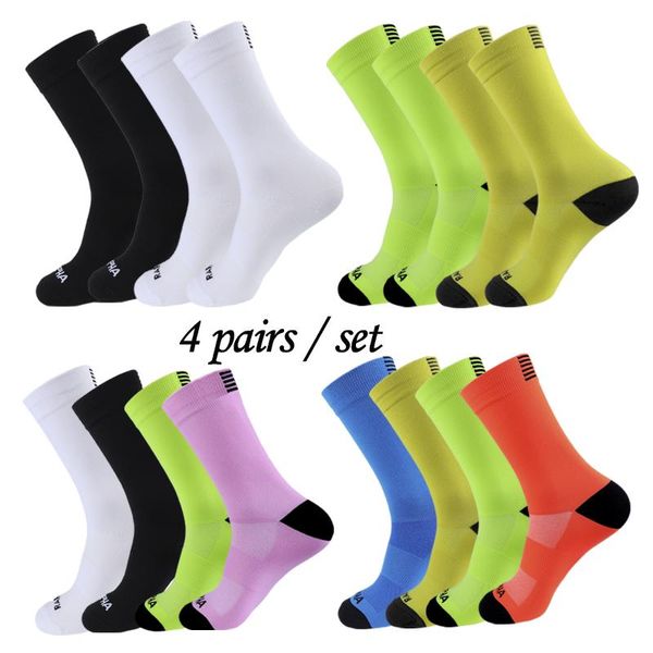 

sports socks 4 pairs cycling yoga soccer sport basketball knee high men, Black
