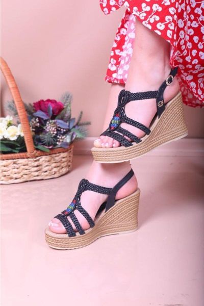 

sandals wedges female, Black
