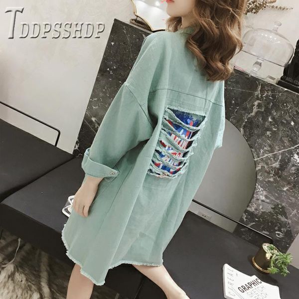 

2021 hole design korean long style women trench coat lapel 4 colors can choose female overcoat, Tan;black