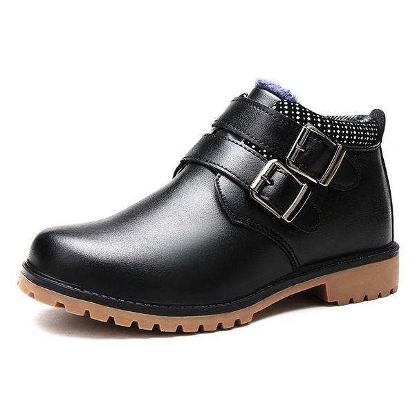 

kikids new kids genuine leather dress brand children black wedding boys formal warm winter shoes 210306, Black;red
