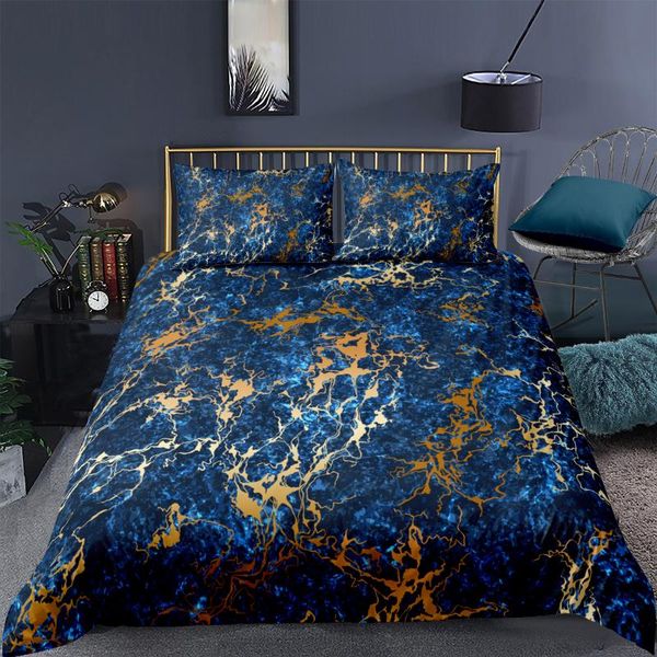

bedding sets 3d modern quilt cover set blue comforter covers pillow slips king  super twin single size 140*200cm marbling beddings