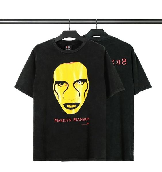 

fashion t shirt style hip hop high street wash do old crack leisure short sleeve men's and women's, White;black