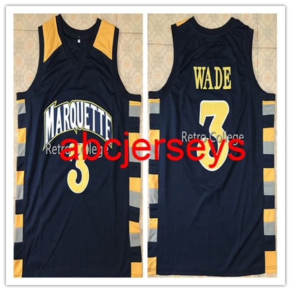 

men women youth 3 dwayne wade college marquette basketball jersey stitched custom any number name ncaa xs-6xl, Black