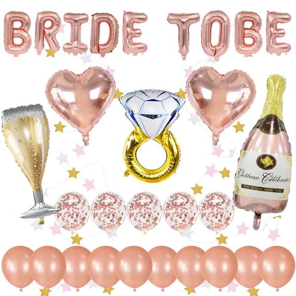 

1set rose gold bride to be foil balloons kit bridal shower bachelor theme party balloon decoration wedding plies
