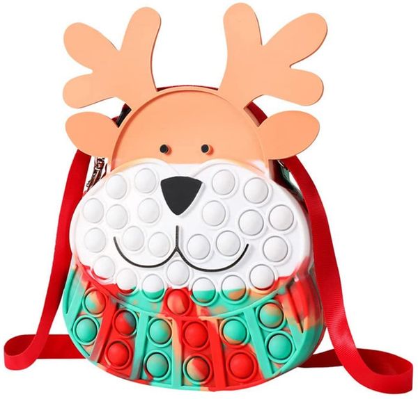 

christmas pop fidgets toys bag - push it bubbles fidget toy candy crossbody bags xmas deer elk party theme backpack for kids children