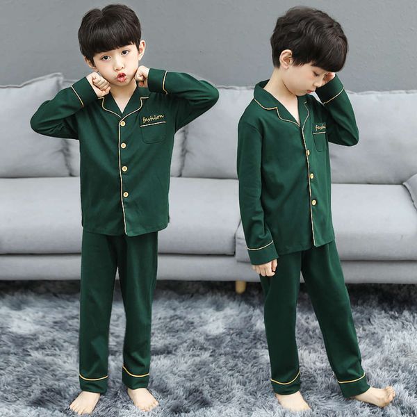 

children's pajamas spring and autumn pure cotton boys' home suit, Blue;red