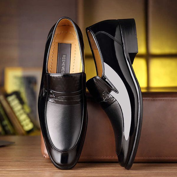 

fly with the fly british pointed business shoes men's wedding suit large formal ess breathable leather, Black
